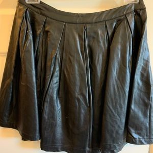 Black leather mini skirt